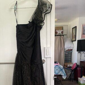 1980s Vintage LA GLO Gold Rhinestones and Formal Dress Cocktail 7/8